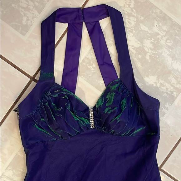 Chic Purple and Green Halter Dress - Picture 2 of 4